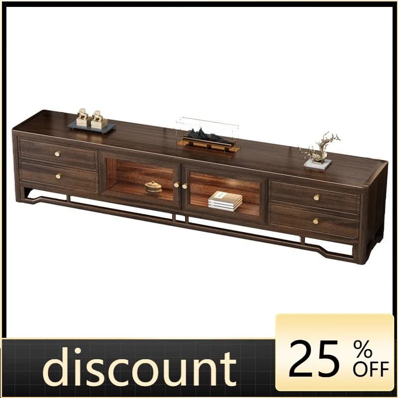 LMM solid wood combination wall cabinet new Chinese light luxury rock slab TV cabinet coffee table combination