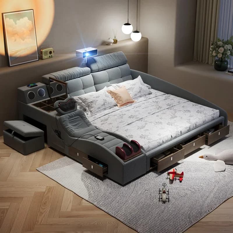 Multifonction Electronic Bed Massager Luxury Massager Tatami Upholstery Bed Couch Smart Camas De Casal Bedroom Furniture