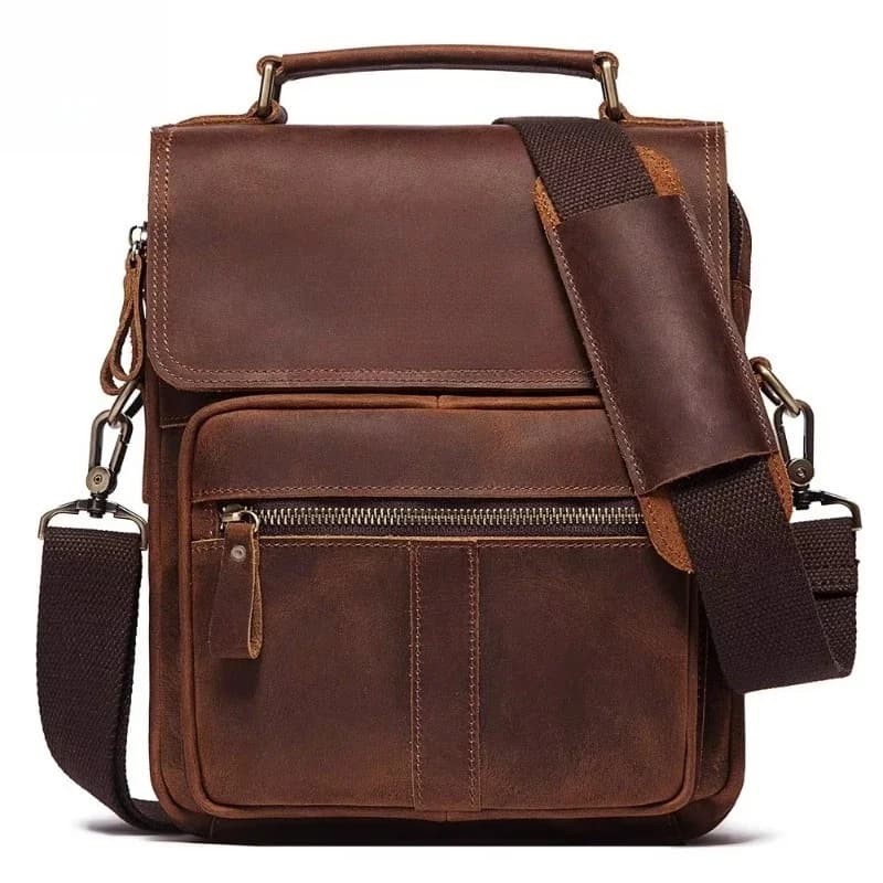 Casual men's shoulder bag men's retro handbag messenger bag genuine leather waterproof sling business single bag