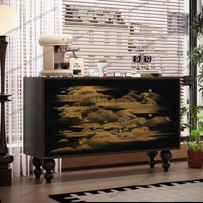 Chinese retro solid wood six-chest cabinet bedroom home living room drawer wall integrated chest cabinet