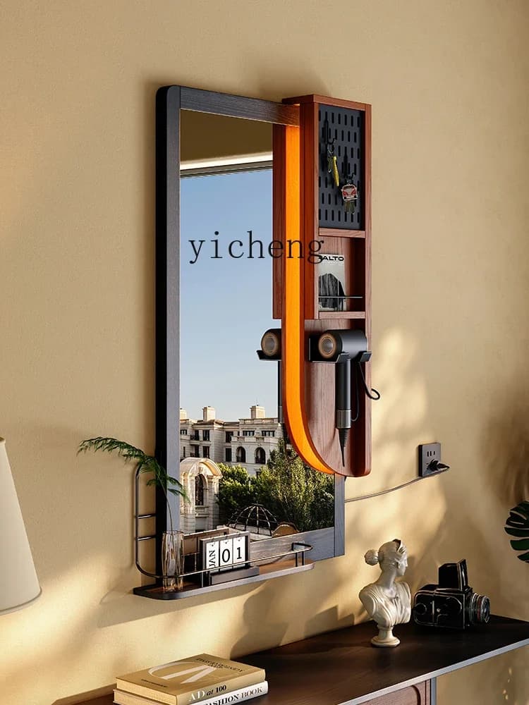 J1  entrance full-body mirror living room medieval wall-mounted dressing bathroom mirror rack integrated