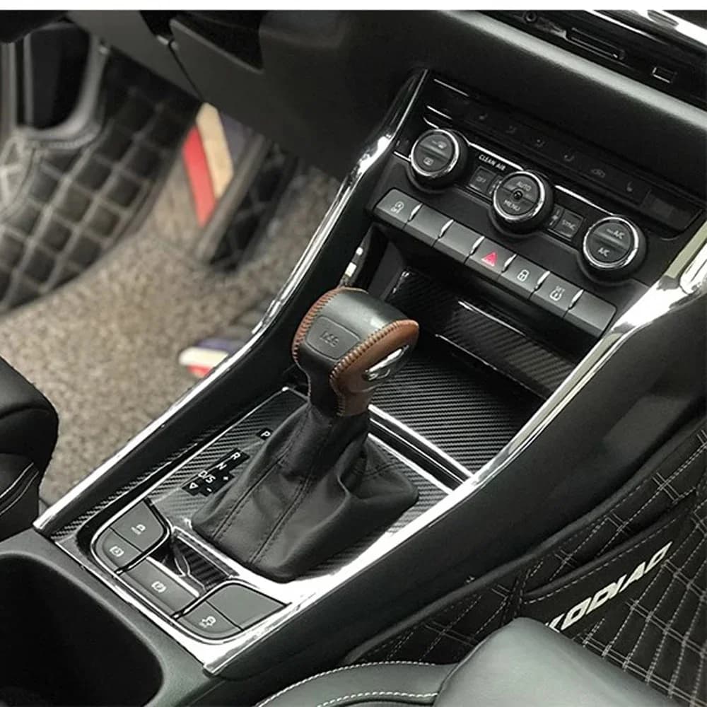 For Skoda KAROQ 2017-2022 Interior Central Control Panel Door Handle Carbon Fiber Stickers Decals Car Styling Accessorie