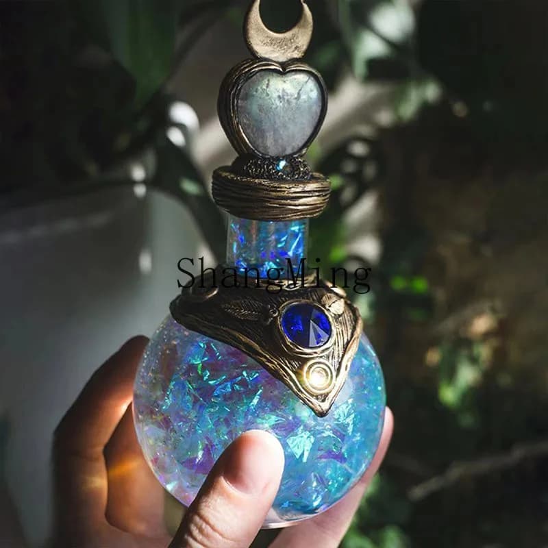 PYH New Vintage Magic Moon Potion Bottle Mermaid Shiny Ornament Ornament Design Resin Creative Ornament