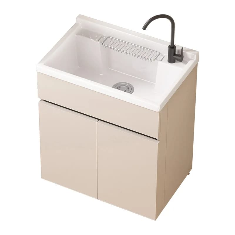 LLMM moisture-proof sunscreen with washboard balcony laundry cabinet 25CM deepened ceramic integrated basin