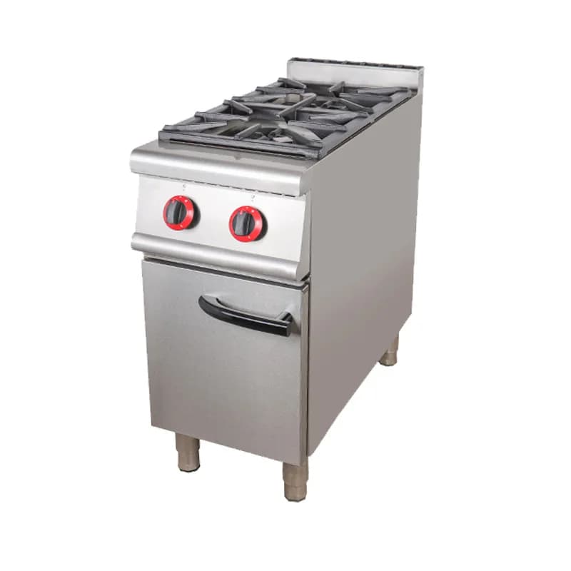 Commercial vertical gas two-head pot stove with oven cabinet four-eye stove stainless steel floor-to-ceiling