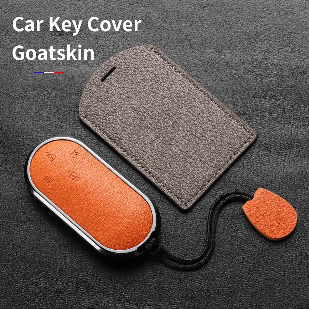 Aluminum Alloy Goatskin Car Key Case Cover For Aito M9 2024 Car Key Protection Shell Accessories