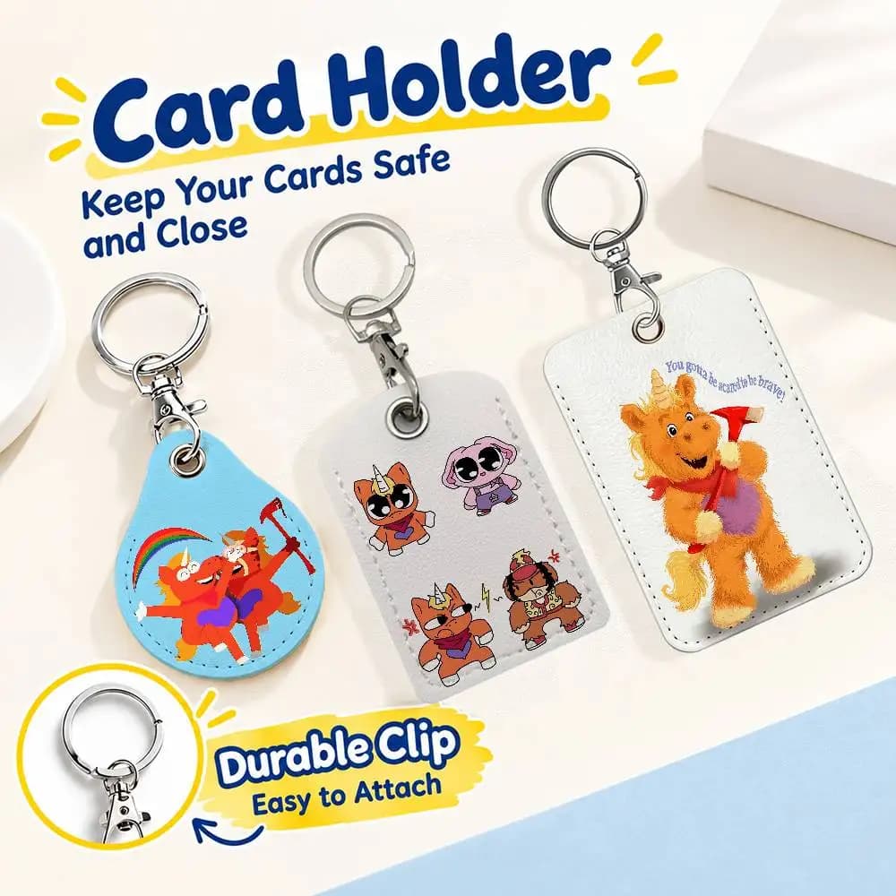 FOR Buddy the Unicorn Keychain Card Holder Leather Keeps ID Cash Keys Cards Ready for Work School Travel Daily Errands