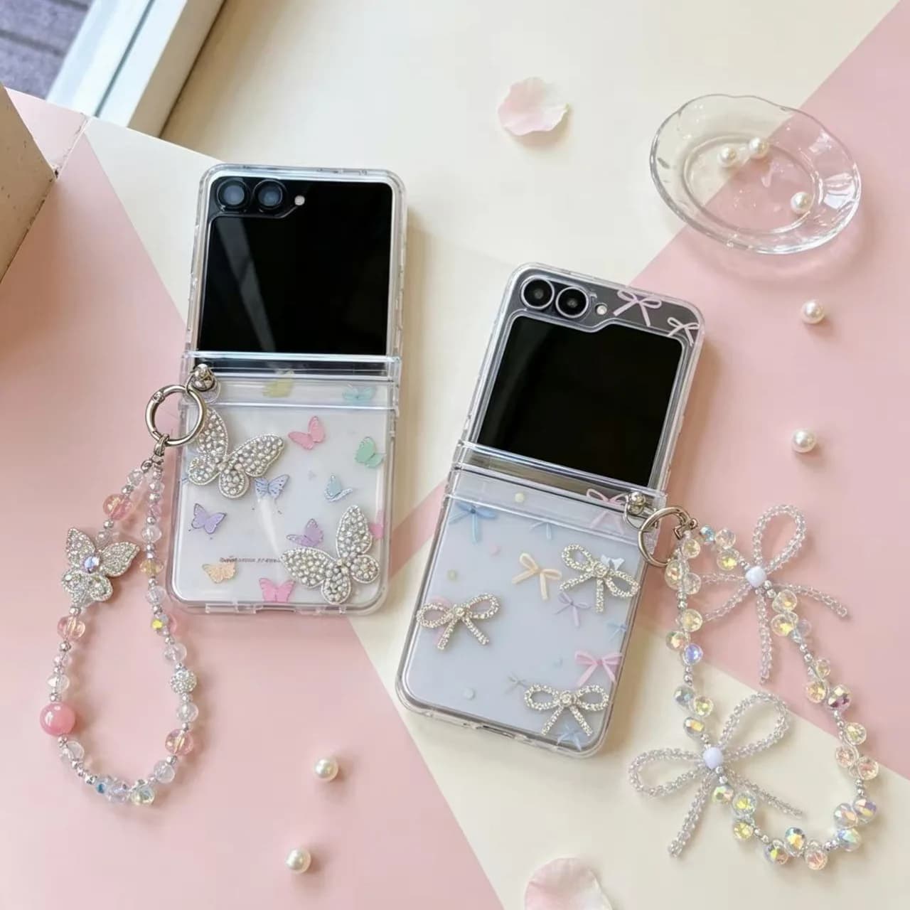 Creative 3D Diamond Butterfly Bow for Samsung Galaxy Z Flip 8 7 6 5 Protective Back Cover for ZFlip8 ZFlip6 ZFlip7 Case Shell