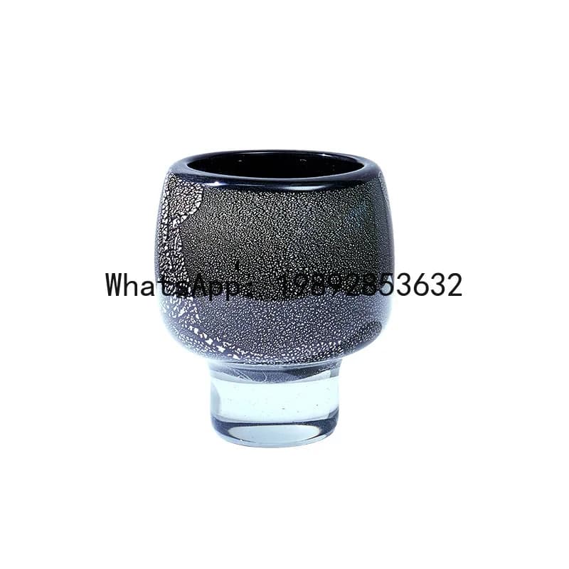 PYJ High Crystal Bottom Light Luxury Silver Foil Glazed Vase Ceramic Floral Ornament Holiday Decoration