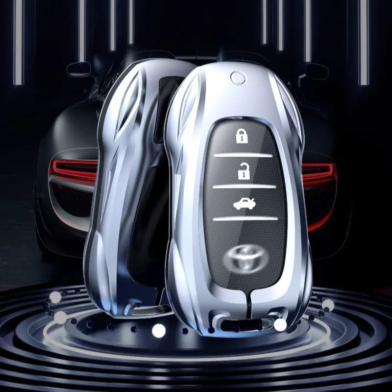 For Toyota Hanrada Prado CHR Zinc Alloy Silver Car Key Protection Shell Smart Remote Key Cover Interior Car Accessories