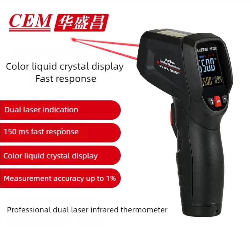CEM DT-833c Industrial 650℃ High Precision Infrared Thermometer ABS Material Kitchen Oil Water Temperature Gun for Home Use