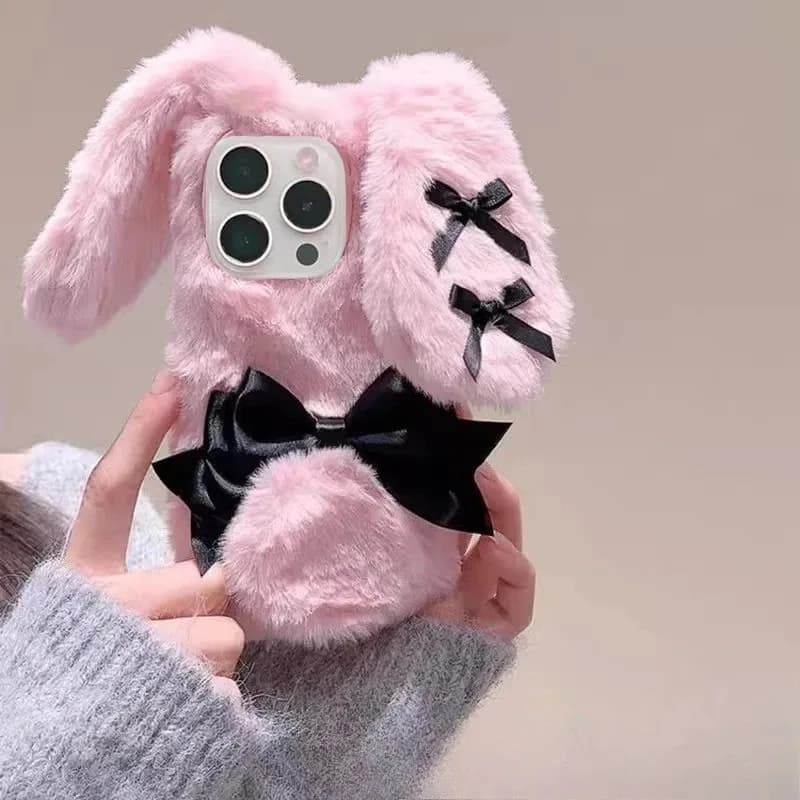 Elegant Bow Plush Rabbit Phone Case For Infinix Note 50 Pro Plus 50S 50X 40 30 30i 12 12i 11s 10 8i 7 Hot 9 Play Pro Lite Cover