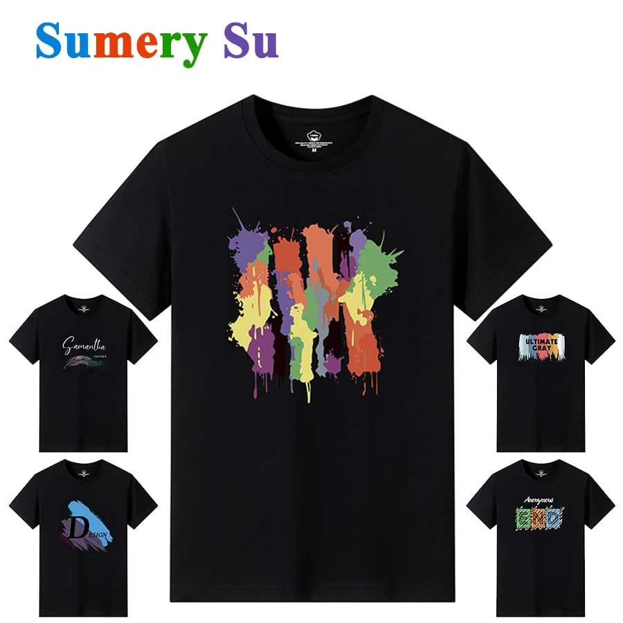T Shirts Men Short New Fashion 2025 O-Neck Slim Black Sleeve T-Shirt Male Clothing Casual Tee Shirt 31 Styles Plus Size M-6XL