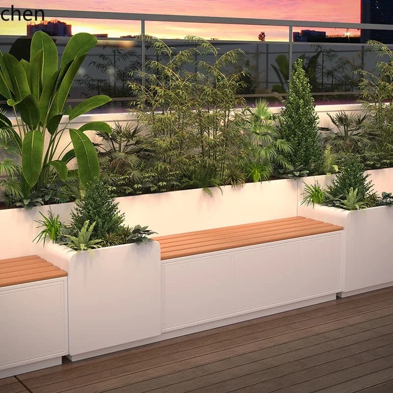 stainless steel flower box seat combination balcony courtyard partition flower slot seat leisure terrace flower stand