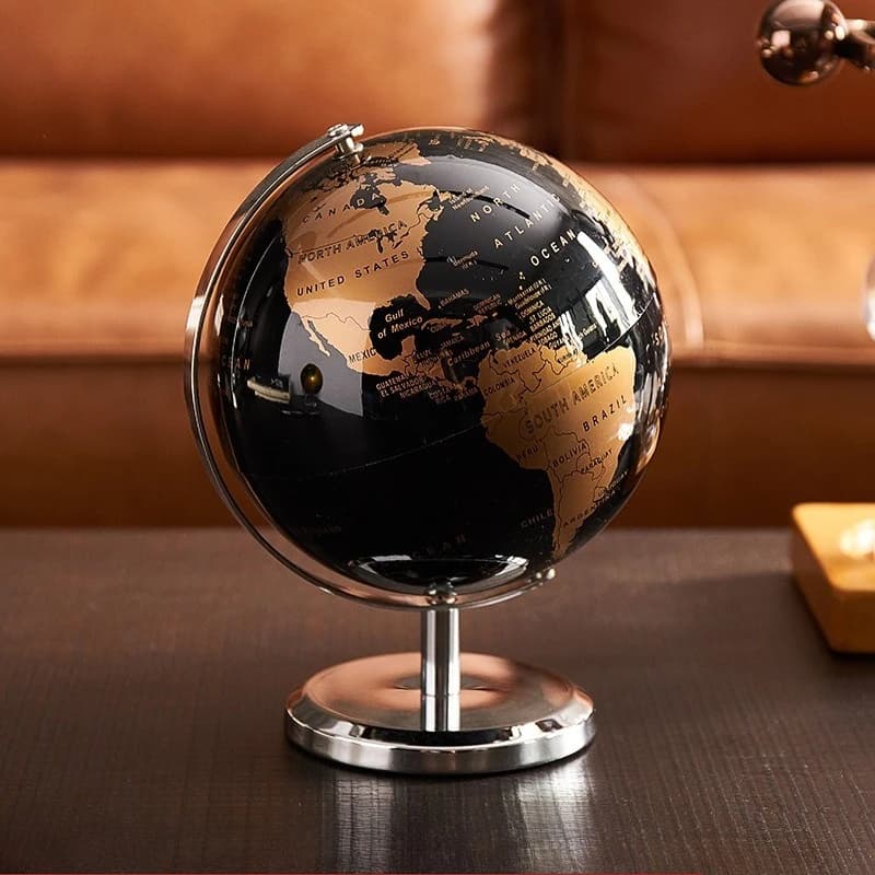 World Globe Earth Map In English Retro Wooden Base Earth Instrument Geography Education Globe Desk Decoration