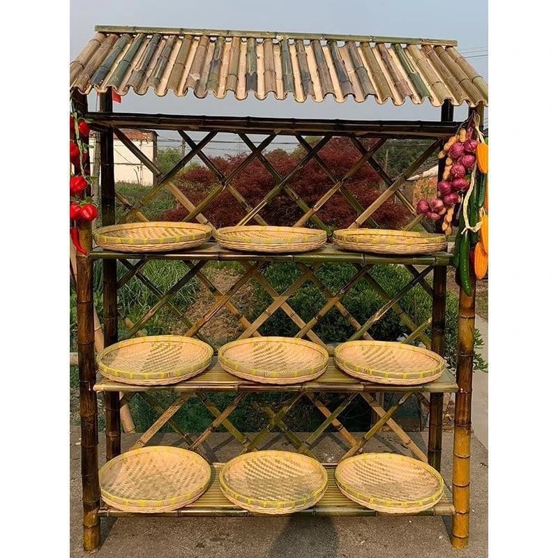 Bamboo shelf agritainment Shelf jewelry, display stand with top decoration