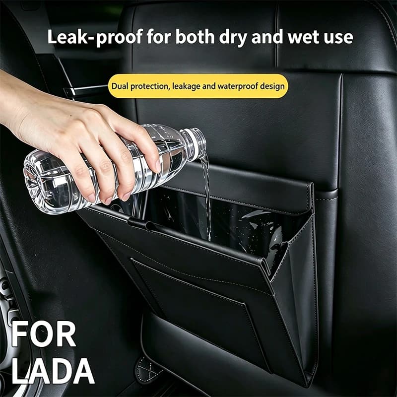 For Lada Priora Sedan Sport Kalina Granta Vesta Niva Lar Car Seat Back Clip‑on Lightweight Easy‑install Trash Organizer Bag