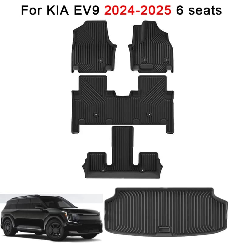 RHD Car Floor Mats for KIA EV9 2024 2025 6 seats TPE Waterproof Foot Mat Cargo Liner Trunk Mat Right Rudder