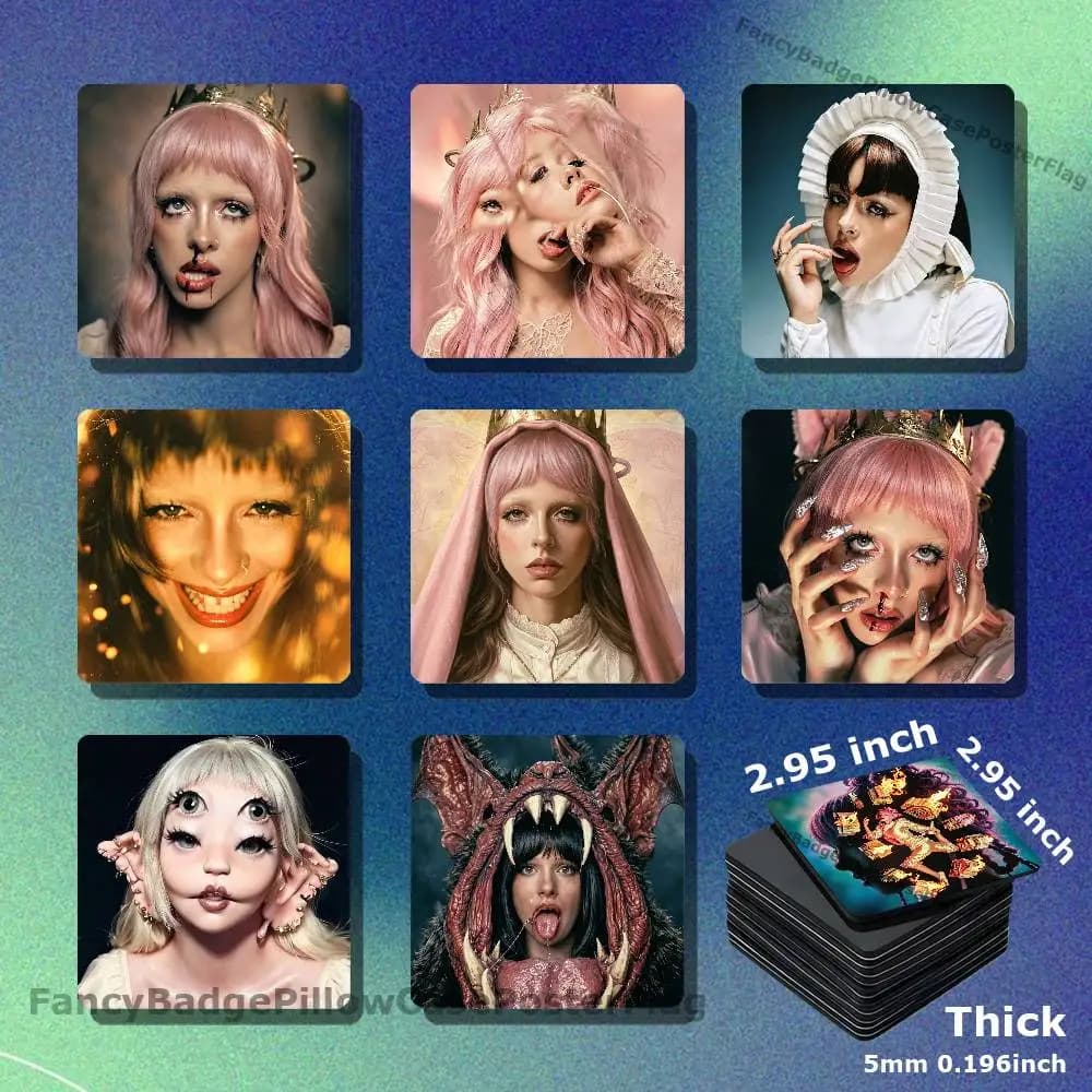 M-Melanie Martinez HADES Acrylic Refrigerator Magnets Square Tiles with Magnetic Sheets for Home Decoration