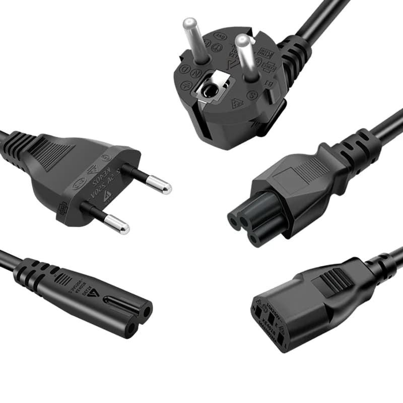 10pcs Germany Safety Certified European Power Cord 0.75-2.5mm² PVC Copper Wire | 3-25FT Custom Length for Home Appliances