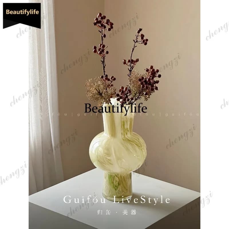 D80 wabi-sabi wind large diameter rich bamboo flower arrangement vase medium ancient art flower sensory device