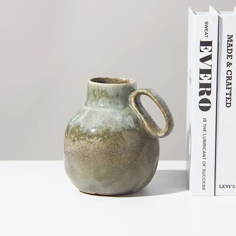 Retro Glaze Ceramic Vase - Kintsugi-Inspired Crackle Vase for Nordic Home Decor, TV Console & Entryway Table Centerpiece