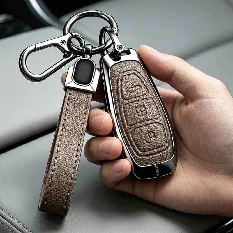 Car Key Case Cover For Ford Ranger C-Max S-Max Focus Galaxy Mondeo Transit Tourneo Ecosport Metal Leather Shell Accessories