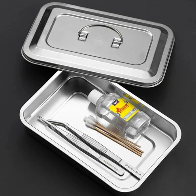 High Temperature Disinfection Tray Infusion Treatment Tray Stainless Steel Disinfection Box With Cover Instrument