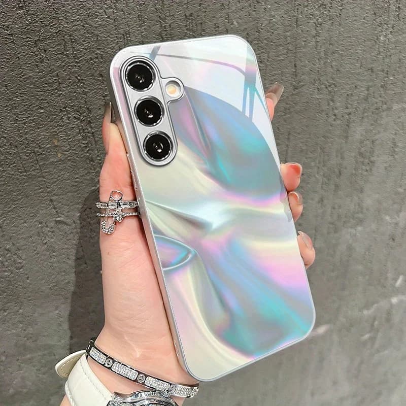 Holographic-Iridescent-Rainbow Swirl Aesthetic Phone Case for Samsung Galaxy S26/S25/S24/S23/S22/S21 and other models