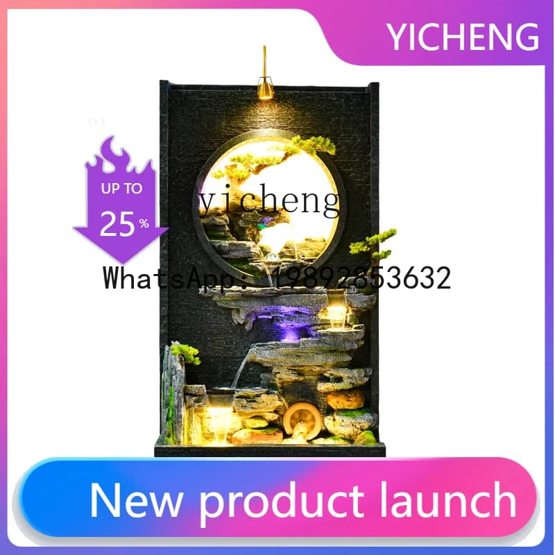 A31- landscape water curtain wall flowing water ornament atomized fish pond tea room display floor decoration