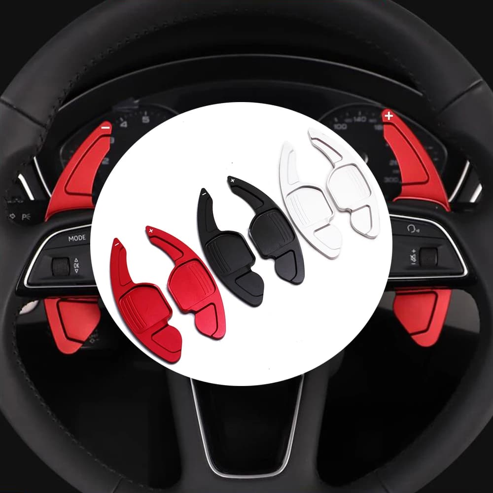 2PCS Steering Wheel Shift Paddle Extension For AUDI A3 S3 A4 S4 B8 A5 S5 A6 c7 S6 A8 R8 Q5 Q7 TT aluminum Car Sticker styling