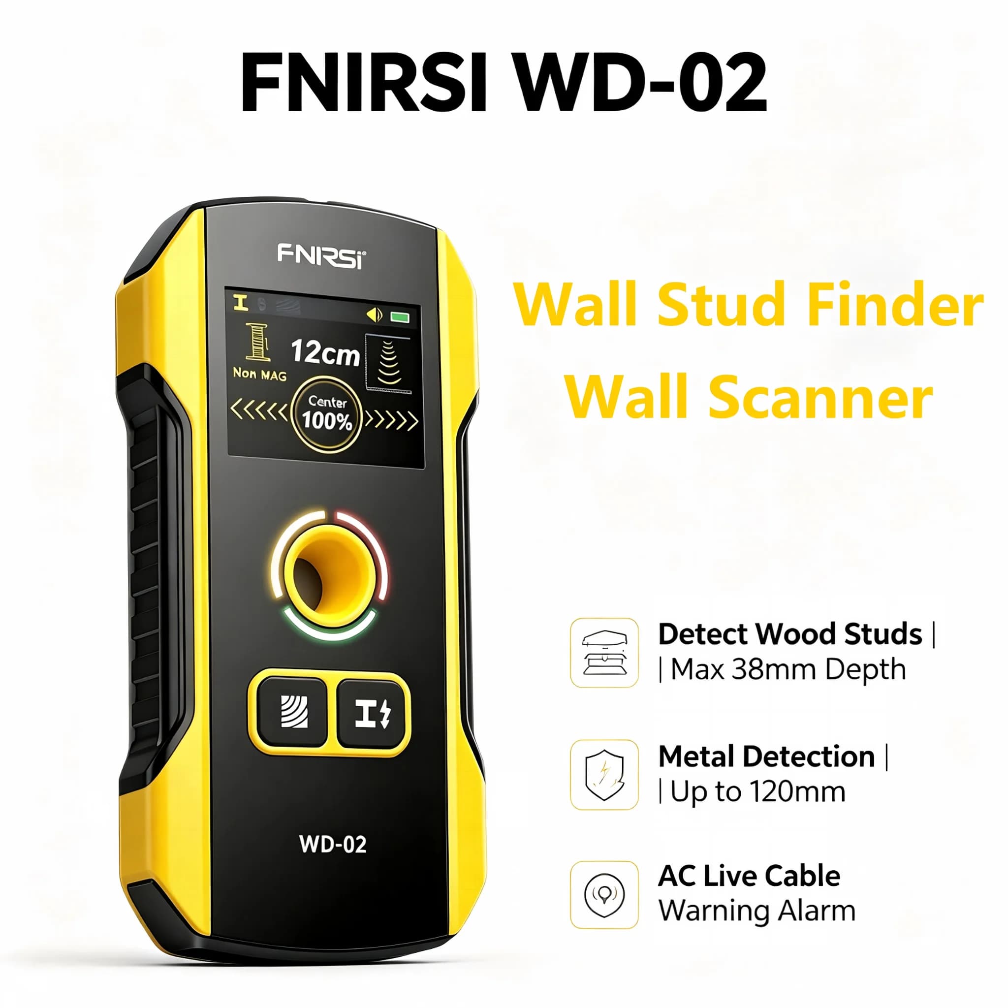 FNIRSI Wall Scanner Locate Metal Rebar Joists Live Cables in Walls/Ceilings Check Your Drilling Spot Before Hanging Shelves