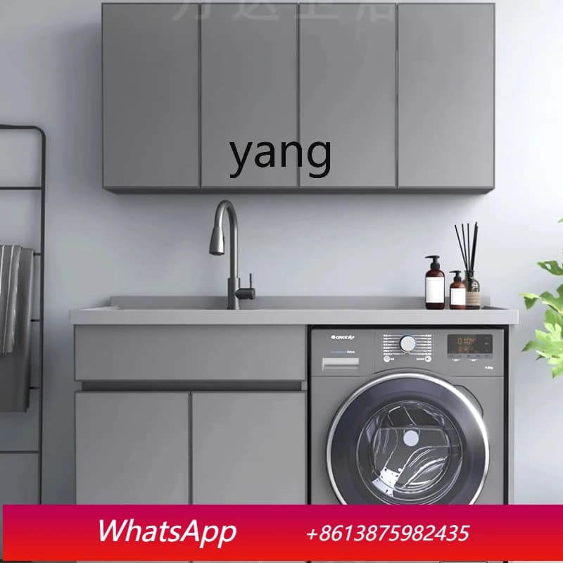 LH Space Aluminum Balcony Washing Machine Cabinet Combination Roller Laundry Sink Pool Table with Rubbing Board