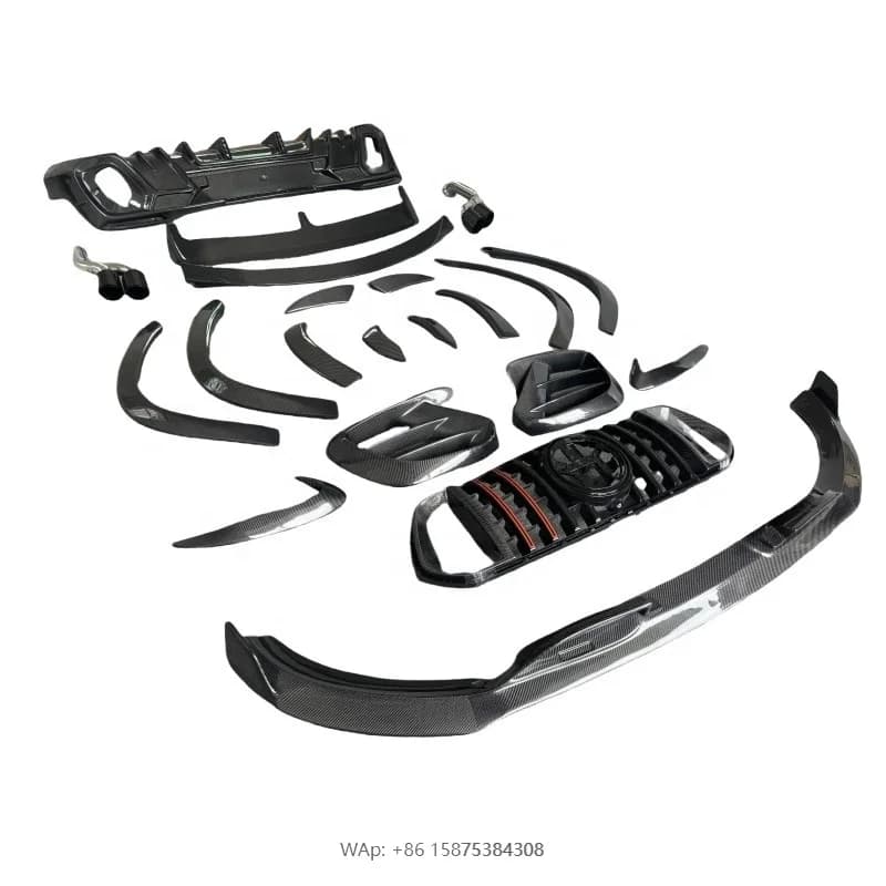 Upgrade B Style Carbon Fiber Front Lip Vent Grill Fender LD Style Rear Diffuser Rear Spoiler for  GLE Coupe