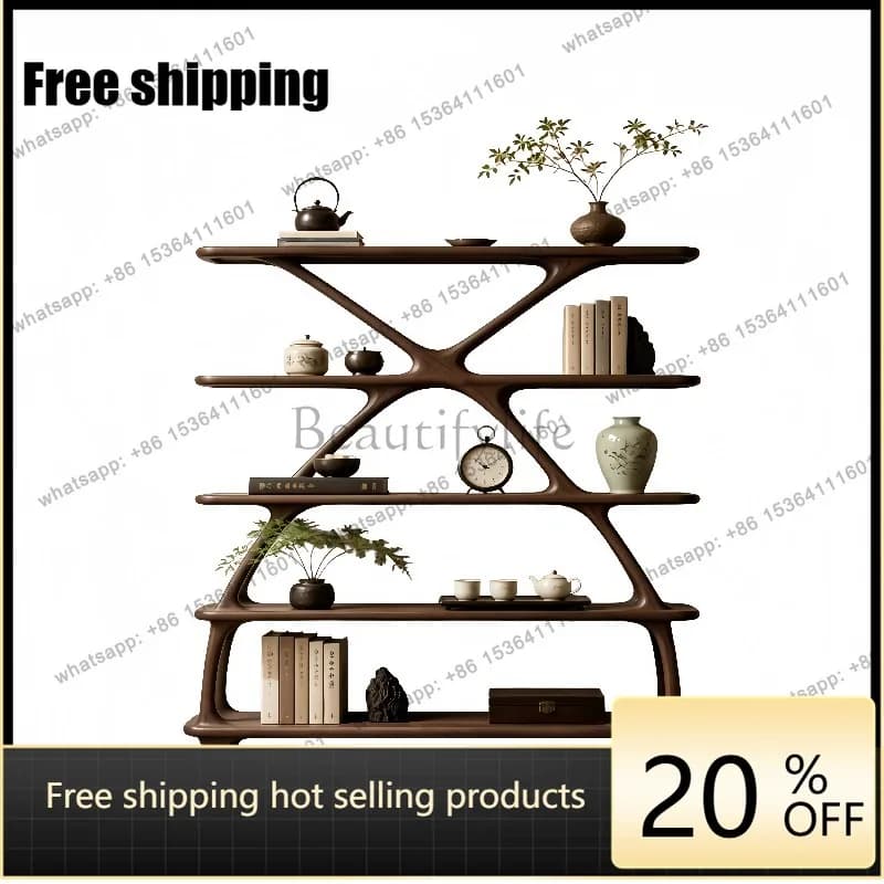 YJ new Chinese black walnut Bogu frame living room Duobao storage display stand solid wood floor