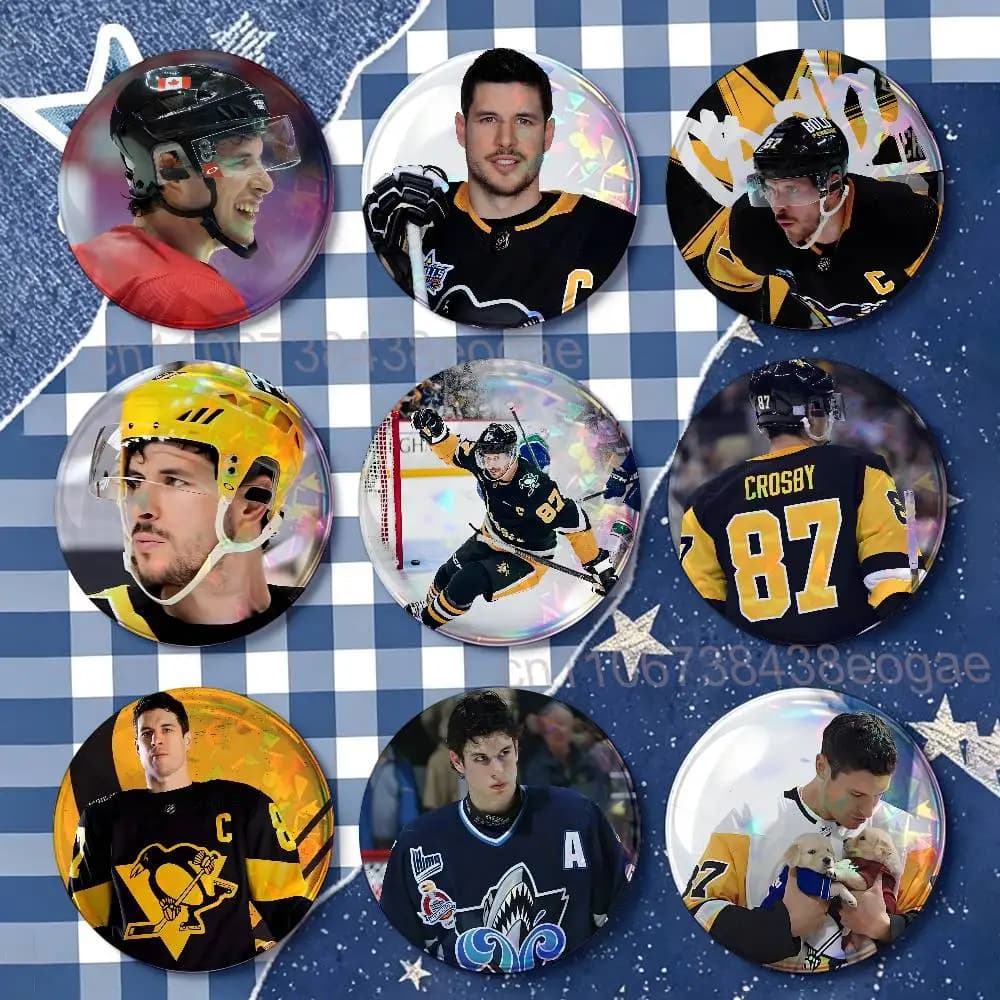 S-Sidney Crosby N-NHL P-Pen Badges 25 32 44 58 75 mm Round Customizable Wholesale Fan goods Self-made fan freebies