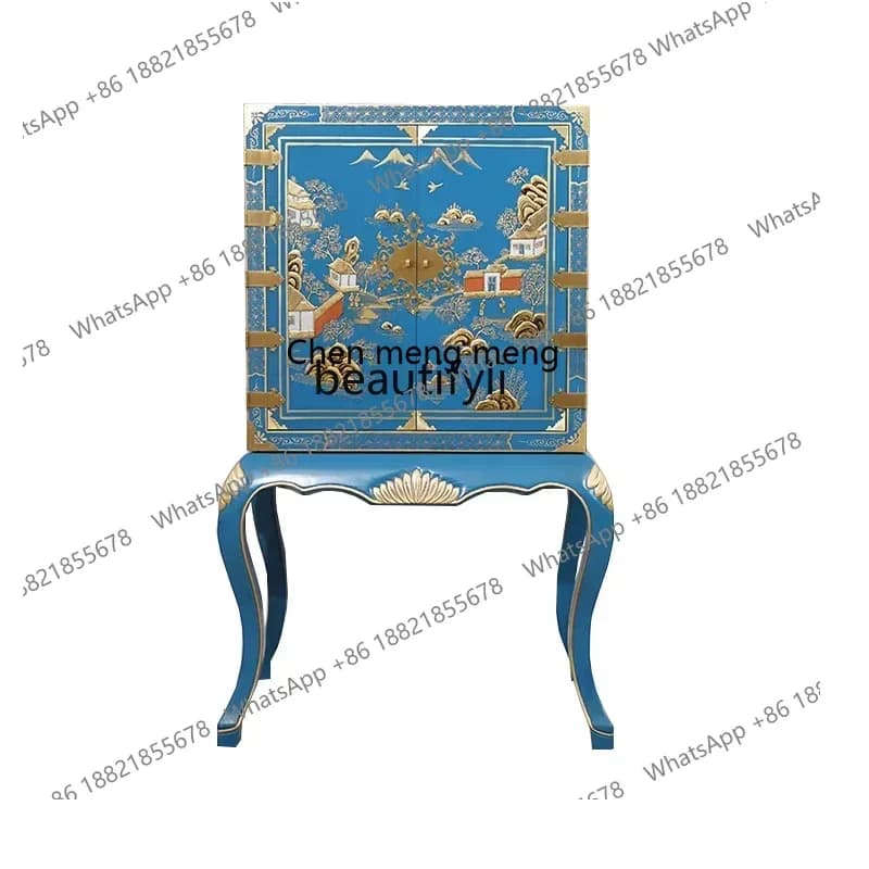 xzzS New Chinese Style Elm Gold Partition against the Wall a Long Narrow Table  Entrance Cabinet All Solid Wood Light Luxury Con