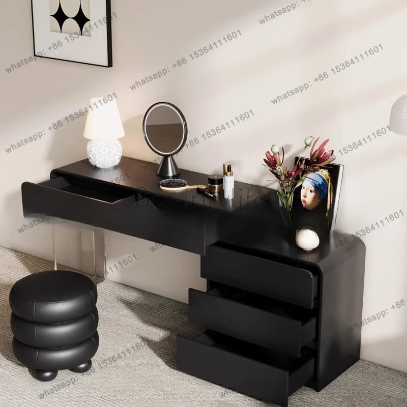 ld Black Makeup Dressing Table Bedroom Storage Drawers Mobile Living Room Modern Vanity Table Cosmetics  Home Furniture