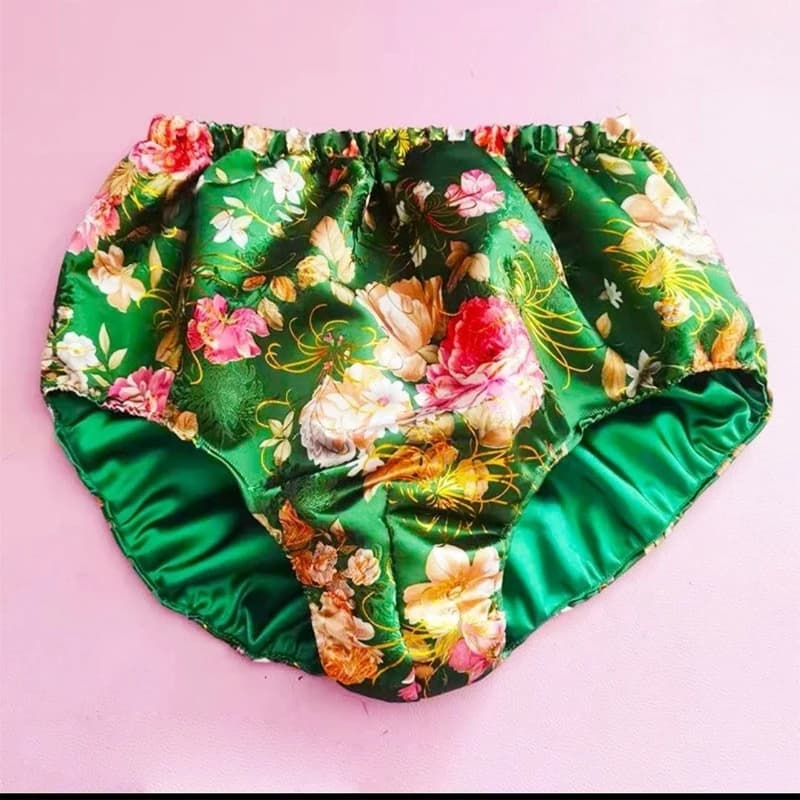 Sexy Glossy Floral Golden Soft Silky Touch Anti Static Man Briefs Lining JJ Sheath Panties BF Private Party Club Costume