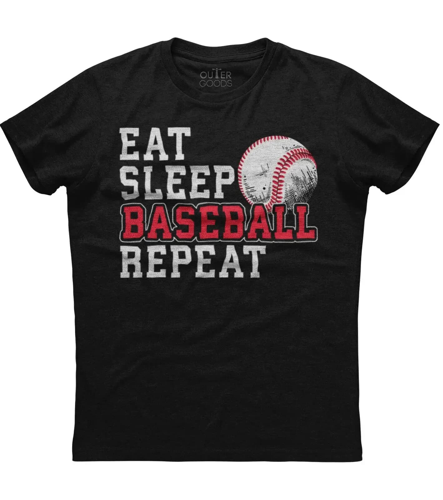 Eat Sleep Baseball Repeat. Funny Graphic Phrase T-Shirt. Summer Cotton O-Neck Short Sleeve Mens T Shirt New S-3XL