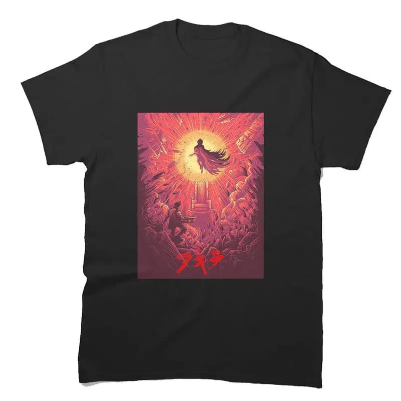 Akira Cyberpunk City Explosion Gift T‑Shirt Katsuhiro Otomo Retro Manga Shotaro Kaneda Neo‑Tokyo Anime Print Short Sleeve Tops