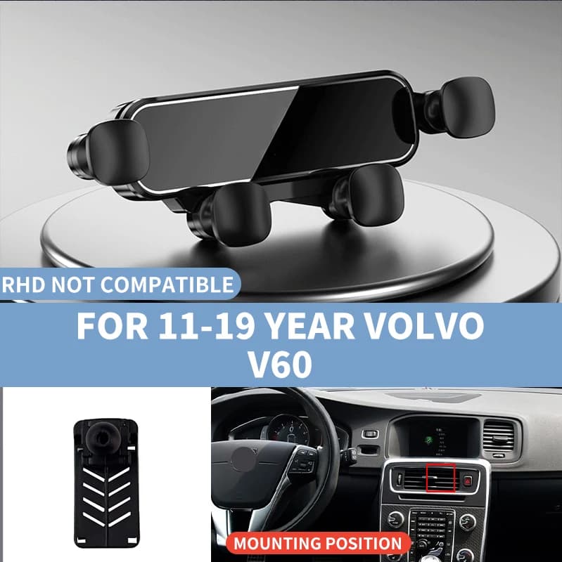 Vehicle Air Outlet Cellphone Cradle Car In Vehicle Mobile Holder Auto Phone Bracket For 11-19 YEAR VOLVO V60 Fit All Smartphones