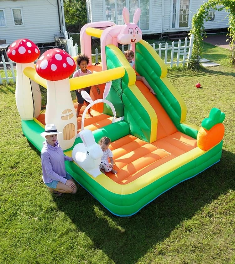 Household indoor small children's trampoline slide jumping bed inflatable castle naughty castle