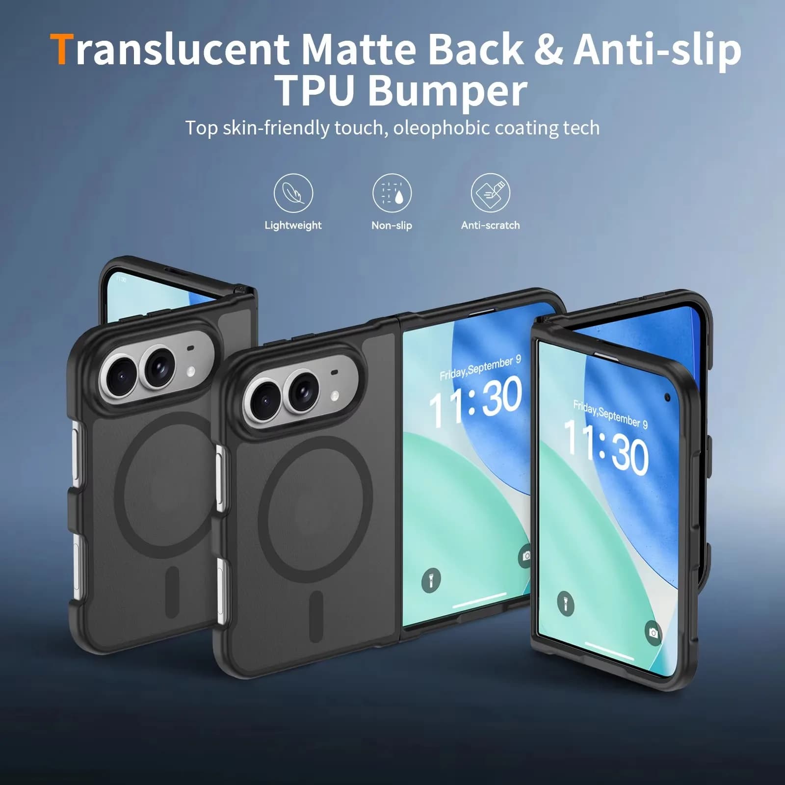 Ultra Slim Matte Magnetic Phone Case for iPhone Duo 18 Fold 18Ultra Built-in Screen Protector Shockproof Full Protective Cover