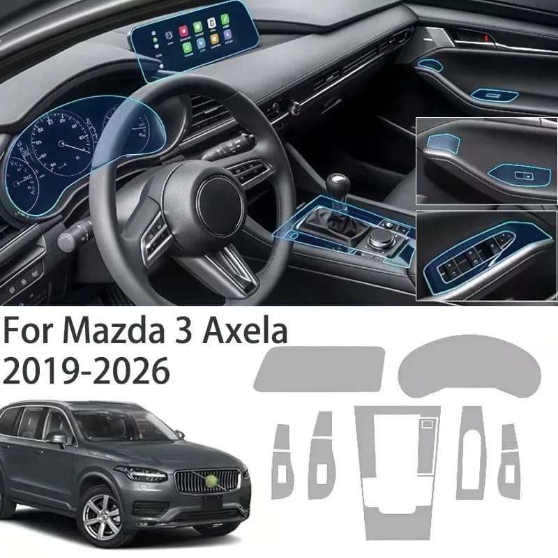Car Center Console Navigation Screen Gear Transparent TPU Protective Film For Mazda 3 Axela 2019-2026 Interior Accessories