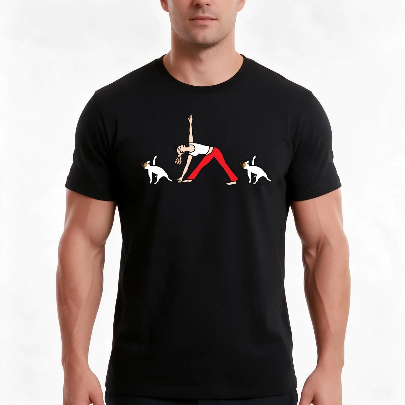 Tricolor Jack Russell Terrier Mom Yoga Fun T-Shirt, Summer Casual Cotton Tee, Oversized Streetwear Tops, Vintage Graphic Print