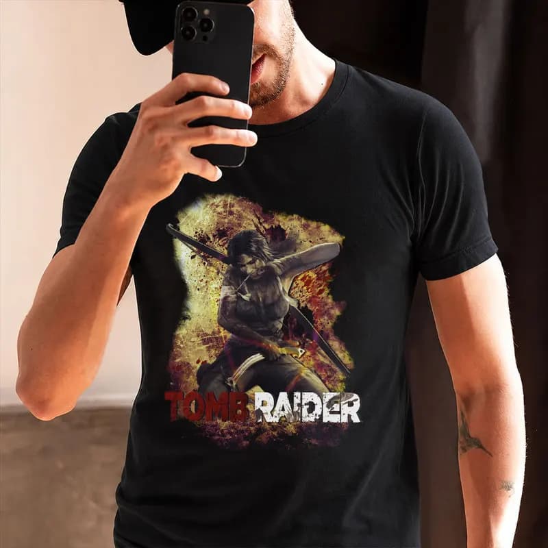 Retro video game Tomb Raider Angel of Darkness Lara Croft gift t-shirt for gamers 0715 Short Sleeve Graphic Clothes US Size Tee