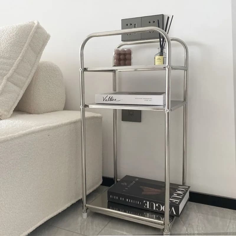 Internet celebrity side few simple Bauhaus ins living room sofa corner fewsmall coffee table DIY stainless steel washstand wheel