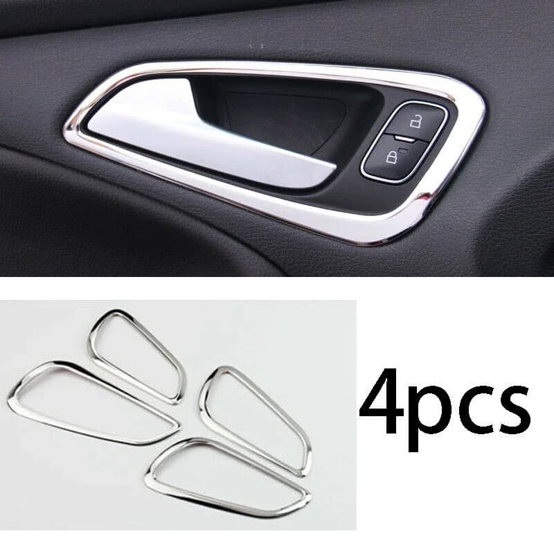 4 Pcs Car Inner Door Handle Protector Decoration Cover For Ford Focus 4 MK4 2014-2017 Stainless Modification Trim Silver/Blue