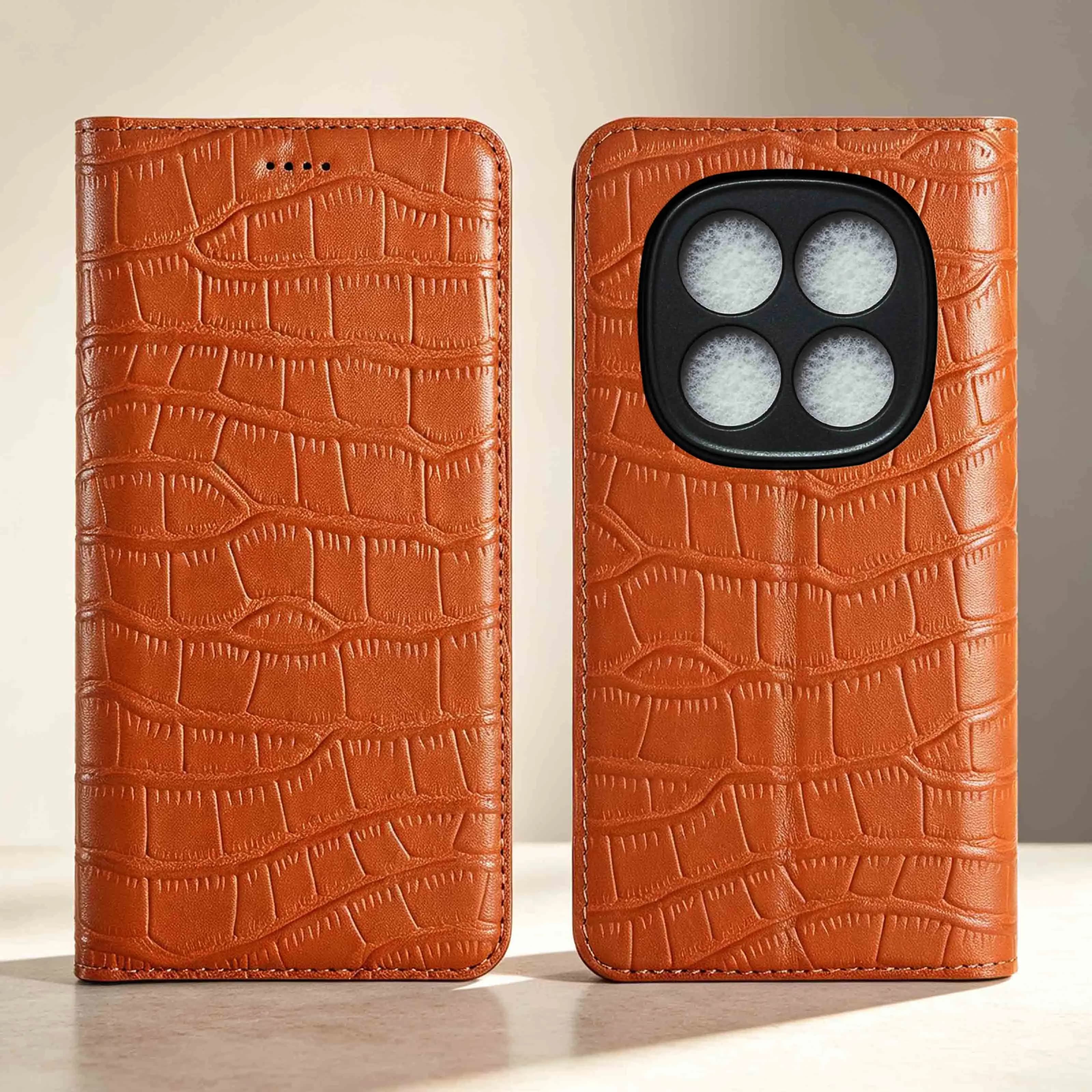 Crocodile Belly Genuine Leather Case For Redmi Note 7 8 8T 9 10 10S 11 12 12S 13 14 14S 15 17 Pro Max Plus Turbo Flip Phone Case